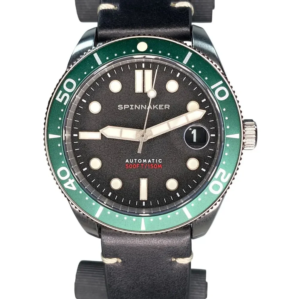Spinnaker Croft Mid-Size Nomad Automatic Diver Watch Green Bezel SP-5100-02 Box